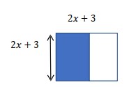 Carré ou rectangle de côté 2x + 3 illustrant une expression de calcul littéral