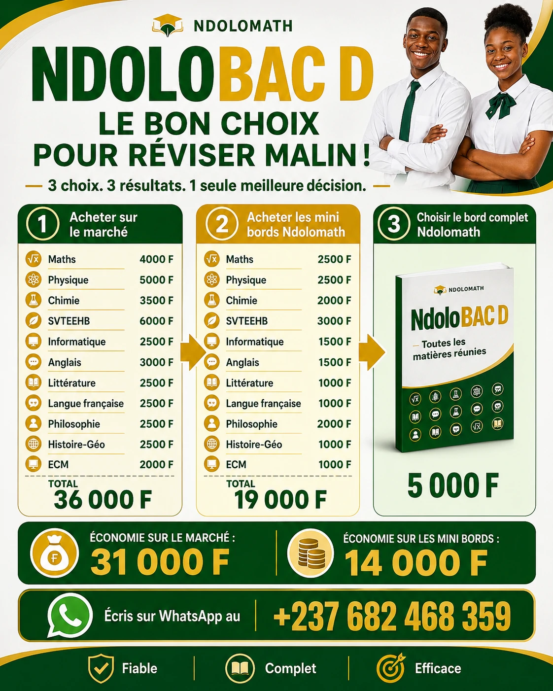 NdoloBAC D - Commander le Bord complet sur WhatsApp