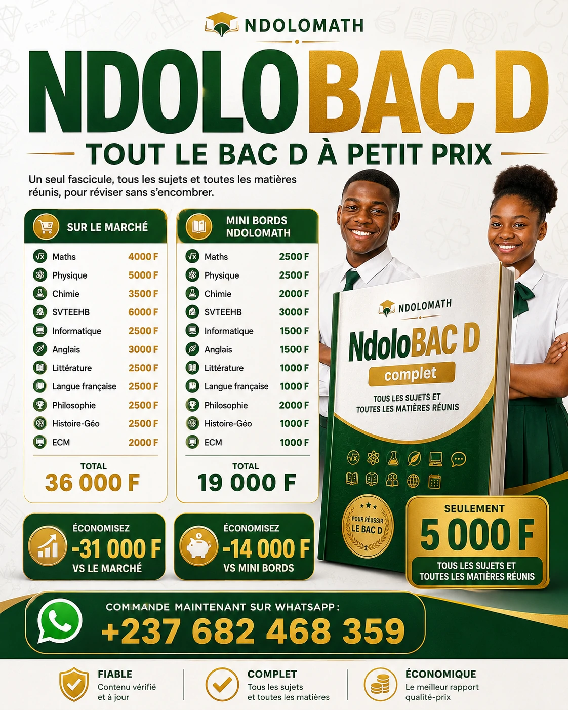 NdoloBAC D - Toutes les matières réunies dans un seul Bord