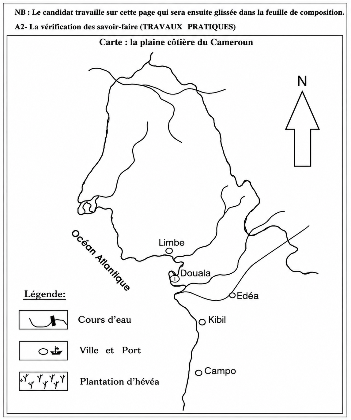 Carte : la plaine côtière du Cameroun