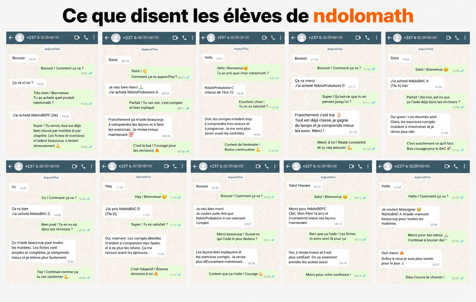 Témoignages des élèves Ndolomath
